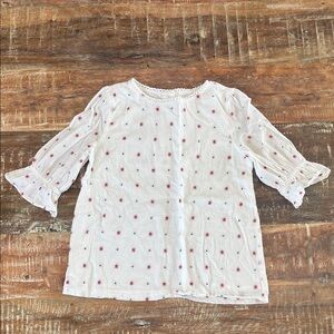 Janie and Jack White Blouse with Red Floral Pattern